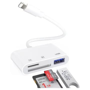Alogy SD TF USB-Kartenleser-Adapter mit Lightning-Anschluss für Apple iPhone iPad Weiß