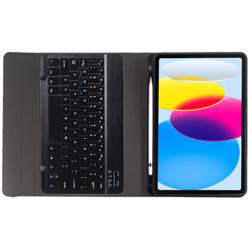 Protective Case with Wireless Keyboard Alogy Keyboard Case with Stylus Holder for Apple iPad 10.9 2022 Black Glass