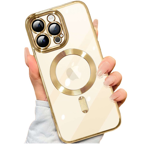 MagSafe Case for Apple iPhone 14 Pro Alogy Glamor Luxury Ring housing Gold-transparent