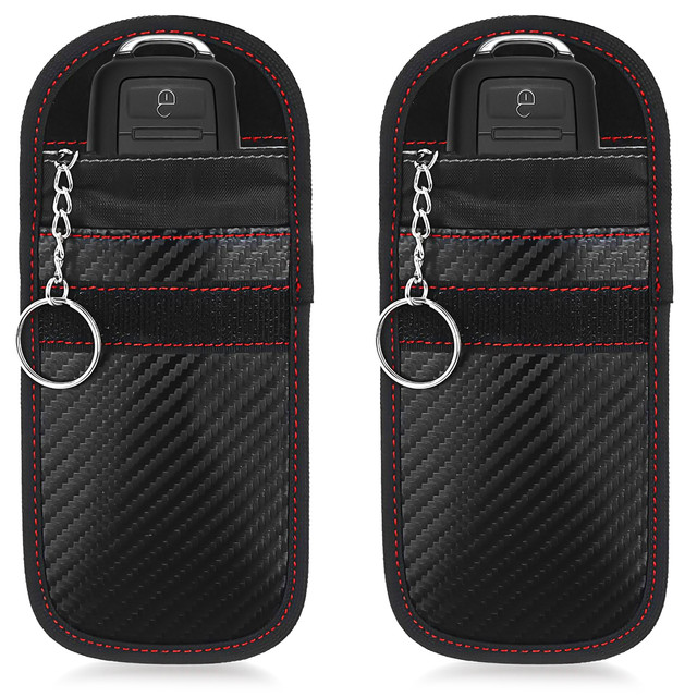 Antykradzieżowe etui na klucze Alogy pokrowiec blokujący sygnał ochrona RFID 13x8.2cm karbon czarny 2szt