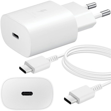 Originální nabíječka Samsung USB-C 25W kabel typu C 180cm Premium Super Fast Charge Set White