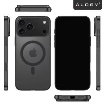 Pouzdro pro Apple iPhone 16 Pro Max Alogy MagSafe Hybrid Matte Case Matte Cover with Lens Protection Black