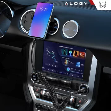 Kabel Alogy do ładowania Xiaomi Google Pixel spiralny samochodowy 66W 5A 150cm USB do USB-C czarny