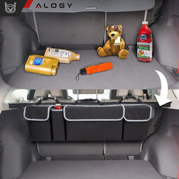 Organizér do auta Taška do kufru auta, velký kufr na sedačku na suchý zip, Alogy Black
