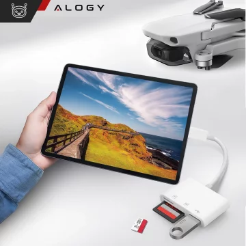 Čtečka SD TF karet USB Alogy adaptér s USB-C konektorem pro Apple iPhone iPad White