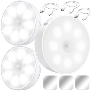 3x Lampa LED pohybový senzor soumrak noční lampa Alogy Sensor Light Bezdrátové osvětlení nábytku Bílé světlo 6000k