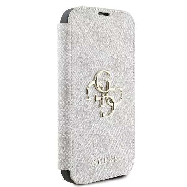 Guess 4G Metal Logo Book Case iPhone 16 6,1″ – Pink z funkcją podstawki