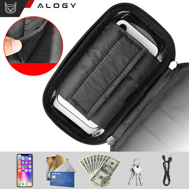 Case Bicycle Bag Phone Pouch 6.4 inch Handlebar Holder Bicycle 0.5L Black Tools Multitool Keys 16in1 Alogy
