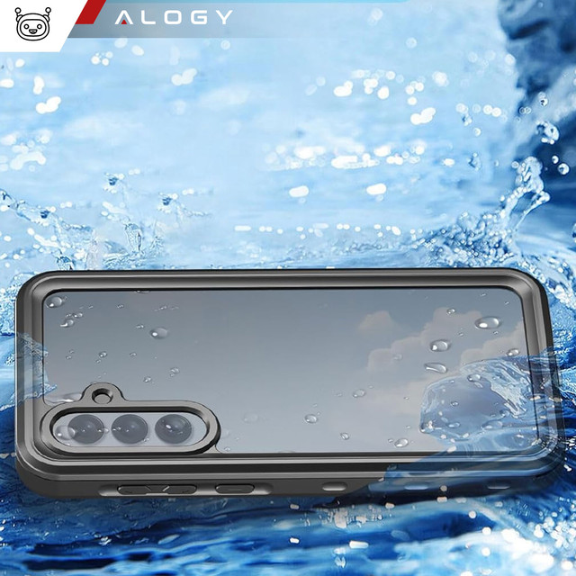 Schutzhülle für Samsung Galaxy A35 5G, gepanzert, wasserdicht, IP68, 360-Grad-Rüstung, integriertes Glas, Alogy, Schwarz
