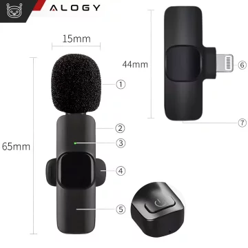 2x Alogy Lightning Wireless Lavalier Microphone for Apple iPhone iPad Small Microphones Two-Microphone Set