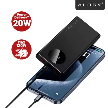 PowerBank Alogy TurboCharge 120W PD PowerDelivery Schnellladung 10000mAh 2x USB-A 1x USB-C Schwarz