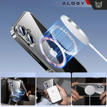 MagSafe Case for Apple iPhone 16 Plus Alogy Glamour Luxury Ring Case Black and Clear