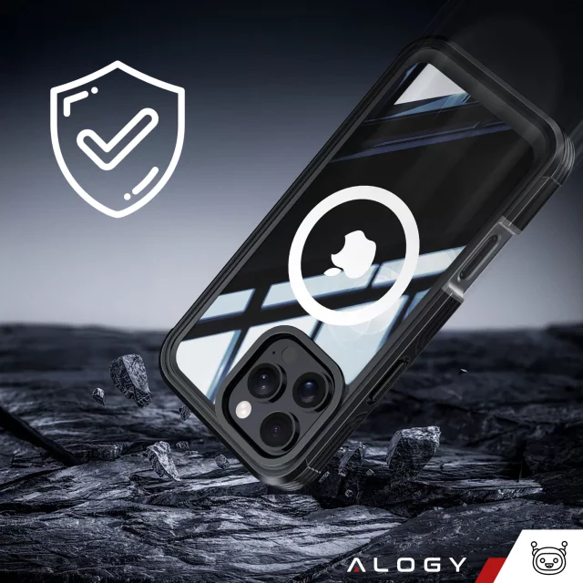 Ochranný kryt pro Apple iPhone 16 Pro Max Alogy Shield360 MagCase™️ pro MagSafe s ochranou displeje a fotoaparátu, černý