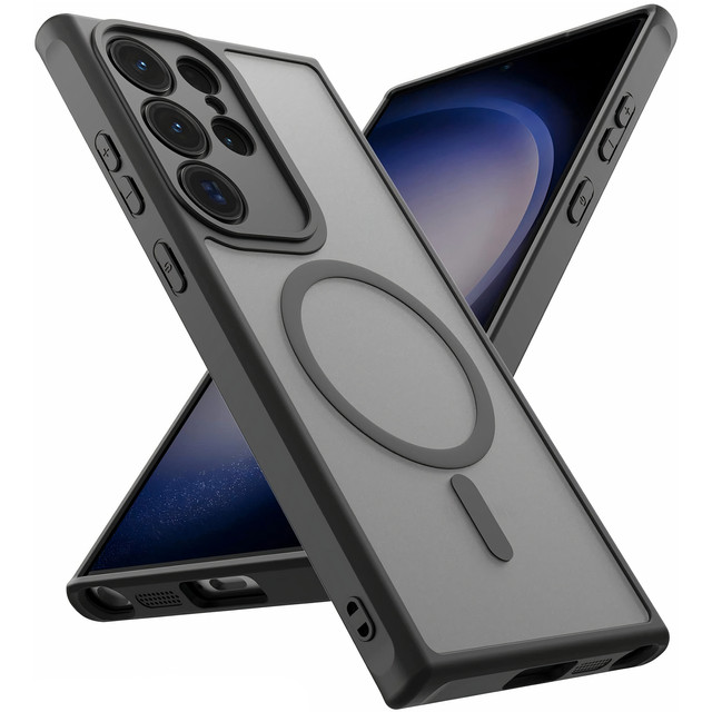 MagSafe Alogy Ring Mag Clear Case for Samsung Galaxy S23 Ultra Qi Chargers Black