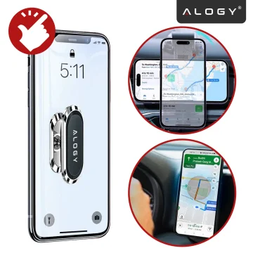 Uchwyt magnetyczny samochodowy do telefonu – uniwersalny, na kokpit i deskę rozdzielczą, stabilny i mocny – Alogy SilverMount™ Srebrny