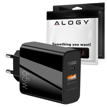 Alogy Quick Charge QC 3.0 USB-A USB-C PD fast charger 65W black