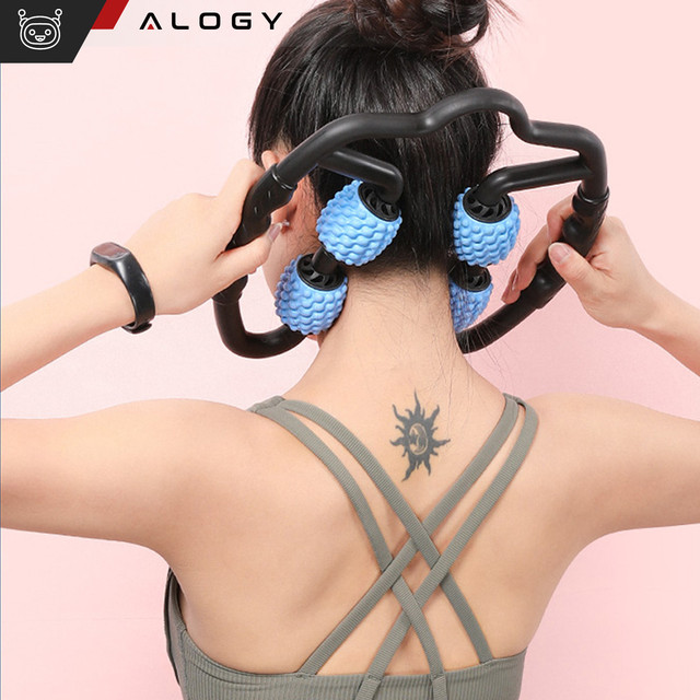 Körpermassagegerät Anti-Cellulite Manueller Muskelroller Alogy 4x Massageroller Universalroller Schwarz und Blau