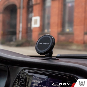 Magnetic car holder for phone, window, grille, cockpit, dashboard, car, phone, Alogy Black