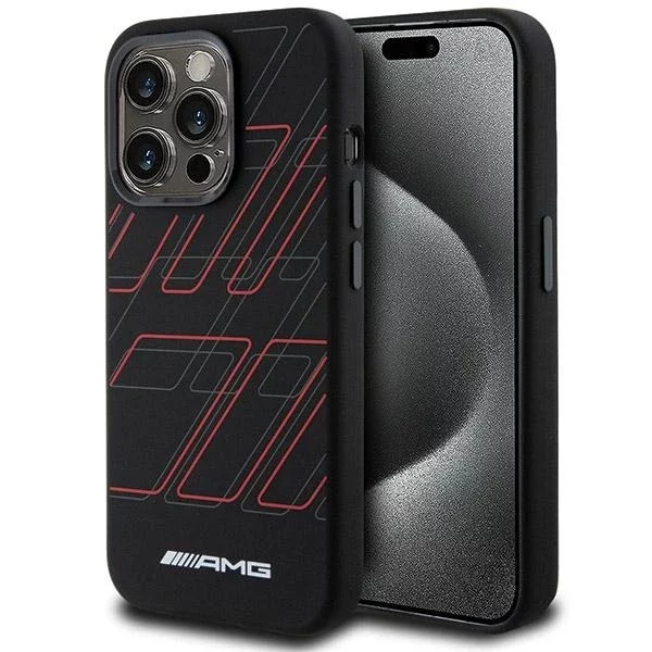 Etui do iPhone 15 Pro AMG Silicone Rhombuses MagSafe czarne