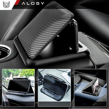 Alogy Carbon car phone holder up to 6.8 inches GPS for dashboard Black