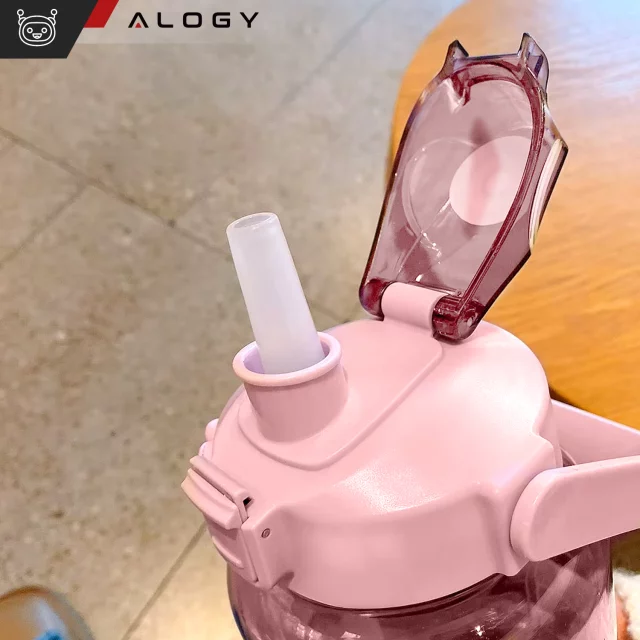 Large bottle for drinking drinks Alogy MotivHydro Motivational measuring cup 2l 2000ml Pink