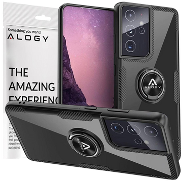 Etui Alogy Ring Holder Clear Armor do Samsung Galaxy S21 Ultra czarne