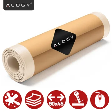Podkładka na biurko 90×45 cm – antypoślizgowa mata ochronna z eleganckiej ekoskóry PU, pod mysz i klawiaturę, stylowa i trwała – Alogy WorkMat™ Beżowa