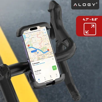 Bike Phone Holder 4.7-6.8" for Phone Bike Handlebar for Bike Motorcycle Adjustable Alogy Sport Black