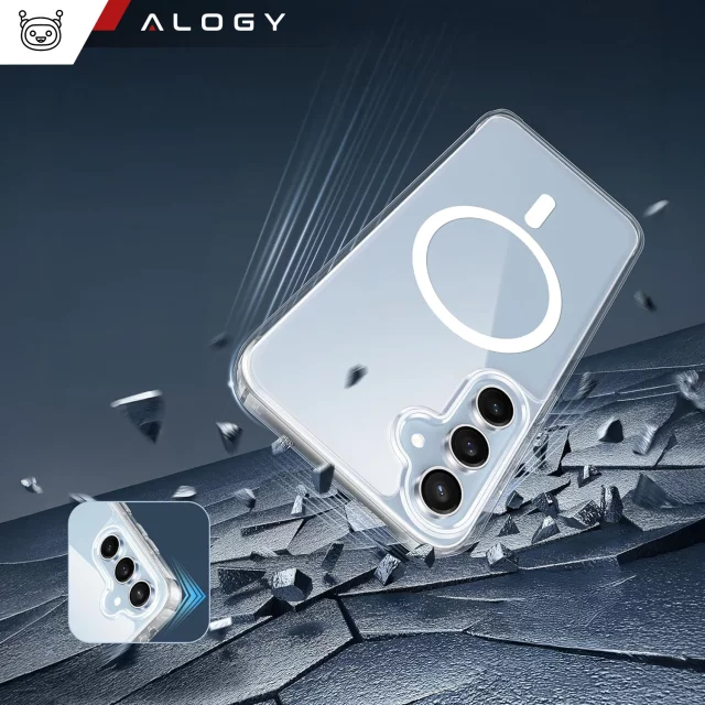 Etui do Samsung Galaxy S24 FE obudowa ochronna na telefon Alogy HybridMag™️ Case do MagSafe Przezroczyste + Szkło Hartowane