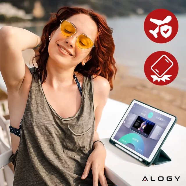 Hülle für Apple iPad 10.2 9 Gen 8/7 2021/2020/2019 Smart Pencil Case Alogy TPU Tablet Cover Blaues Glas