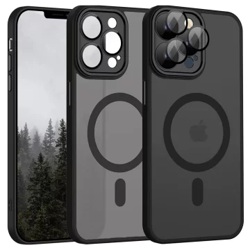 Hülle für Apple iPhone 13 Pro Max Alogy MagSafe Hybrid Matte Case Matte Cover mit Linsenschutz Schwarz