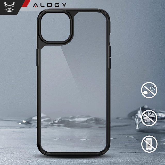 Case for iPhone 14 Plus set of 4 glasses 5in1 armored 360 Alogy Hybrid 2x screen glass 2x lens black-transparent