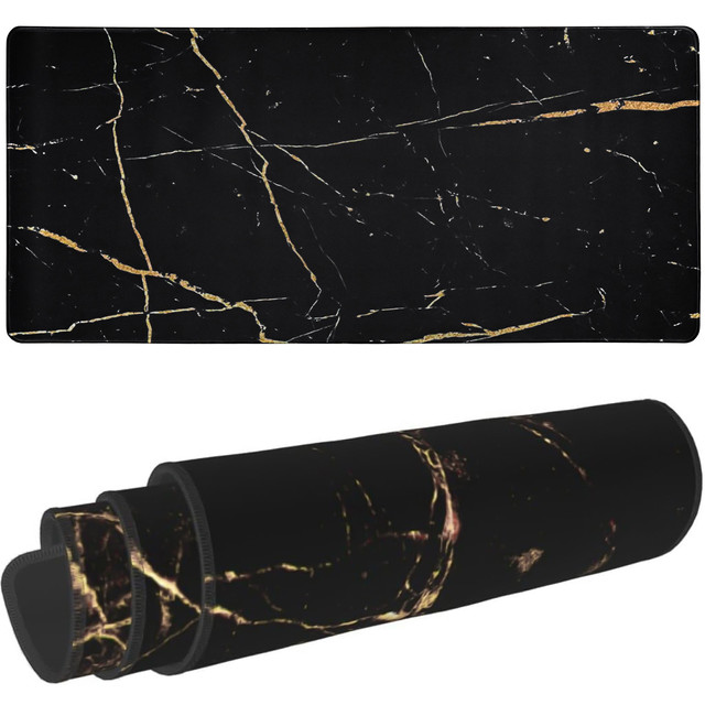 Stolní podložka pod myš klávesnice Protiskluzová herní ochranná podložka XXL 90x40 Alogy Marble černá