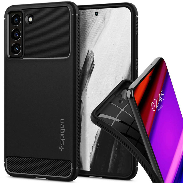 Pouzdro pro Samsung Galaxy S21 FE pouzdro Spigen Rugged Armor Matte Black Glass
