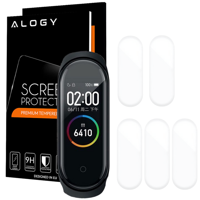 Folia poliwęglanowa x5 ochronna Alogy do Xiaomi Mi Band 4