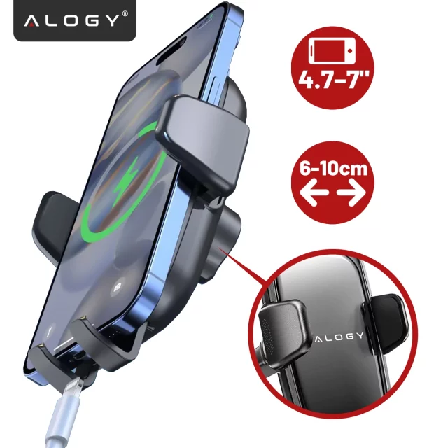 Car phone holder, window, grille, cockpit, dashboard, car, car, for 7" phone Alogy 3in1 Black