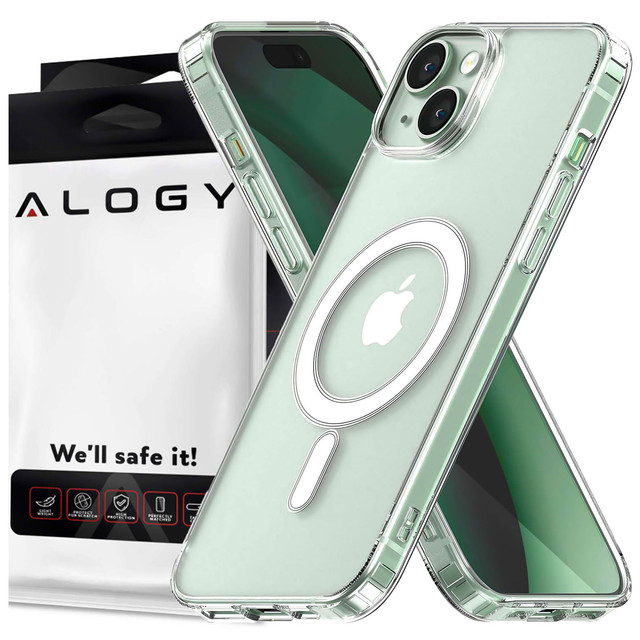 Case for iPhone 15 Plus MagSafe Housing Hybrid Case Cover Shock Clear Alogy Transparent Glass