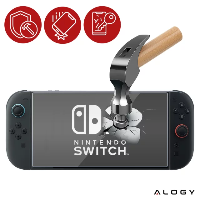 Szkło hartowane do Nintendo Switch 2 2025 ochronne szkiełko na ekran 9H Alogy EasyShield™️ z ramką montażową