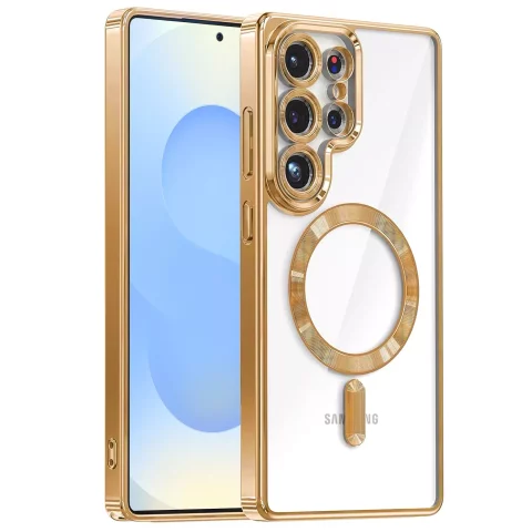 MagSafe Case for Apple iPhone 16 Pro Max Alogy Glamour Luxury Ring Case Gold-Transparent