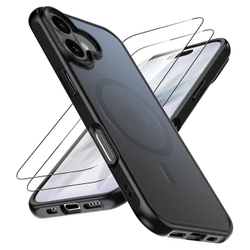 Alogy 3in1 Case Pack™ - Black MagSafe Hybrid Case with 2 Tempered Glass Screen Protectors for Apple iPhone 17