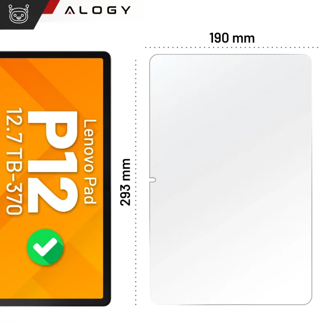 Tempered Glass for Lenovo Tab P12 12.7 TB-370 Tablet Protective Glass Alogy Screen Protector Tempered Glass 9H