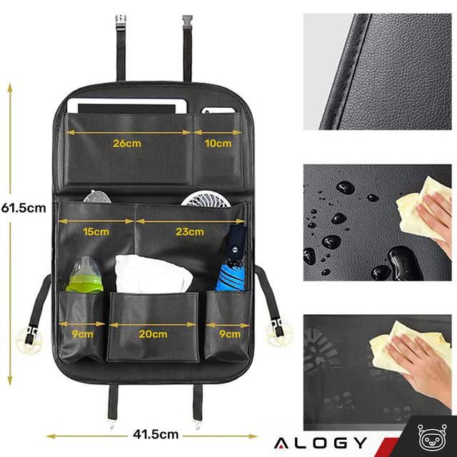 2x Organizér do auta cestovní stolek do auta chránič zadního opěradla sedadla Alogy Black