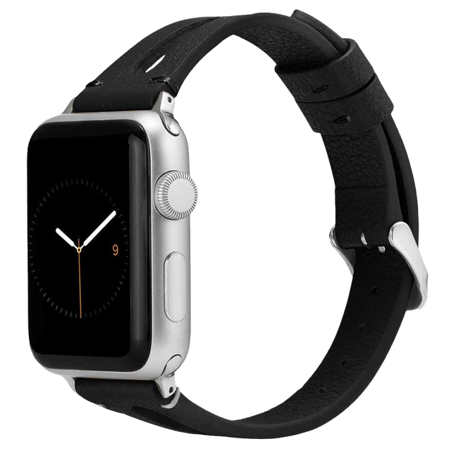 Kožený řemínek Alogy kůže pro Apple Watch 42/44/45 / 49 mm černý