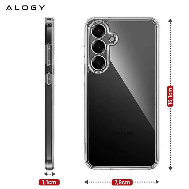 Průhledný kryt pro Samsung Galaxy S25 Plus, zvýšené okraje, perfektní padnutí, PC TPU, kryt Alogy HybridShield™