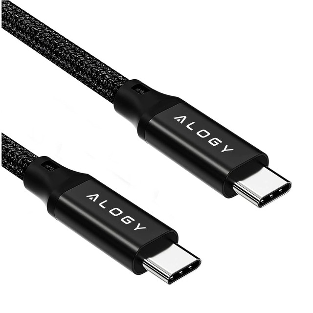 Kabel USB-C typu C silný rychlý 60W PD 2M pro iPhone 15/Pro/Max nylonový kabel Alogy Black