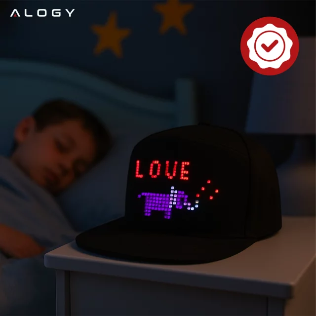 Czapka z daszkiem z oświetleniem LED RGB Piksele bluetooth Alogy PixelCap™ led telefon komórkowy sterowana aplikacją pixel Czarna