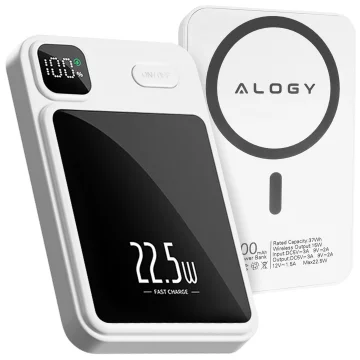 PowerBank Alogy MagCharge 22,5 W PD20W PowerDelivery Schnellladung 10000 mAh kabellos für MagSafe White