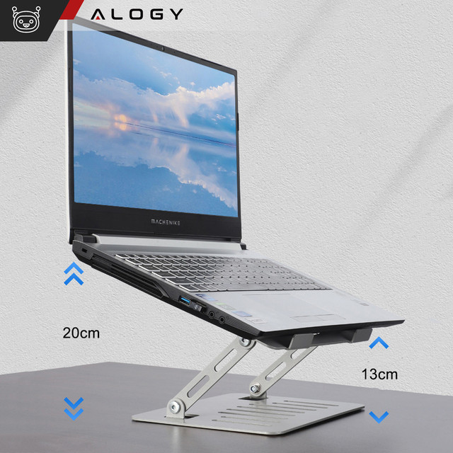 Laptophalter Tablet 17" Ständer klappbar verstellbar Aluminium für Schreibtisch 25 x 21,5cm Alogy Silber
