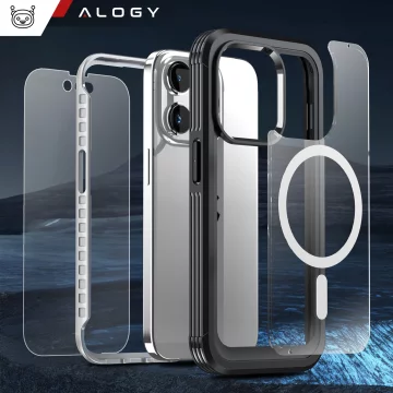 Schutzhülle für Apple iPhone 16 Pro Max Alogy Shield360 MagCase™️ mit MagSafe-Funktion, inklusive Display- und Kameraschutz, Schwarz