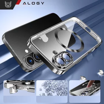 MagSafe Case for Apple iPhone 16 Plus Alogy Glamour Luxury Ring Case Black and Clear